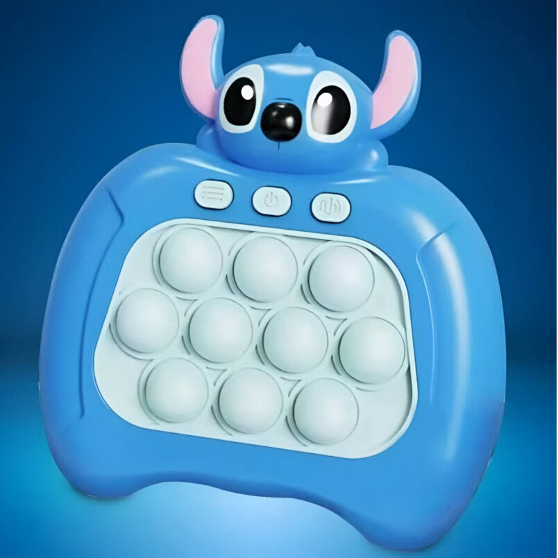 Huitich blue stress relief game controller Pop It with nine bubble buttons and cartoon character design