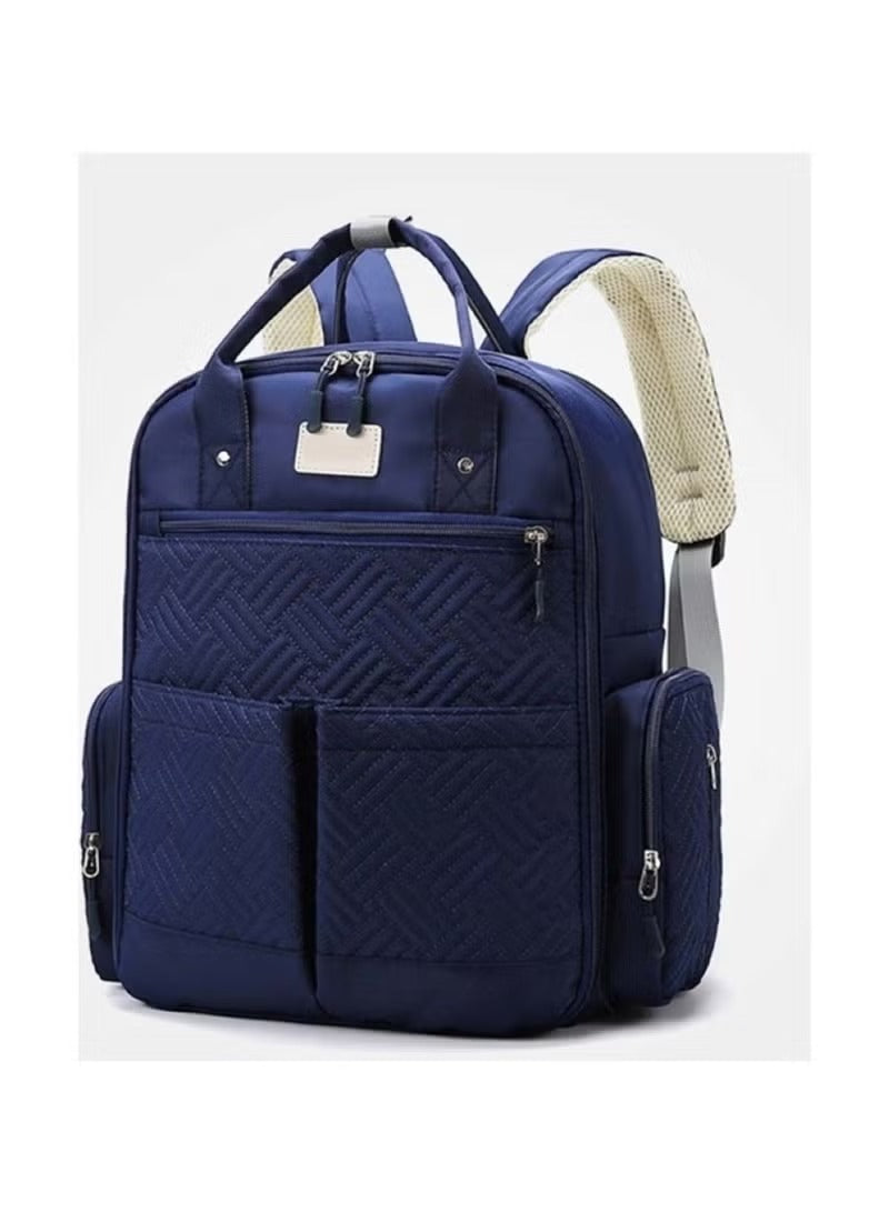 Huitich blue travel bag for moms with multiple pockets and comfortable shoulder straps