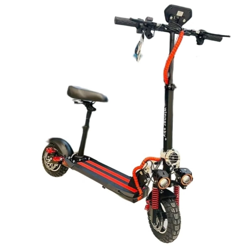 Huitich Bluetooth electric scooter 36V with seat, dual headlights, and red suspension springs