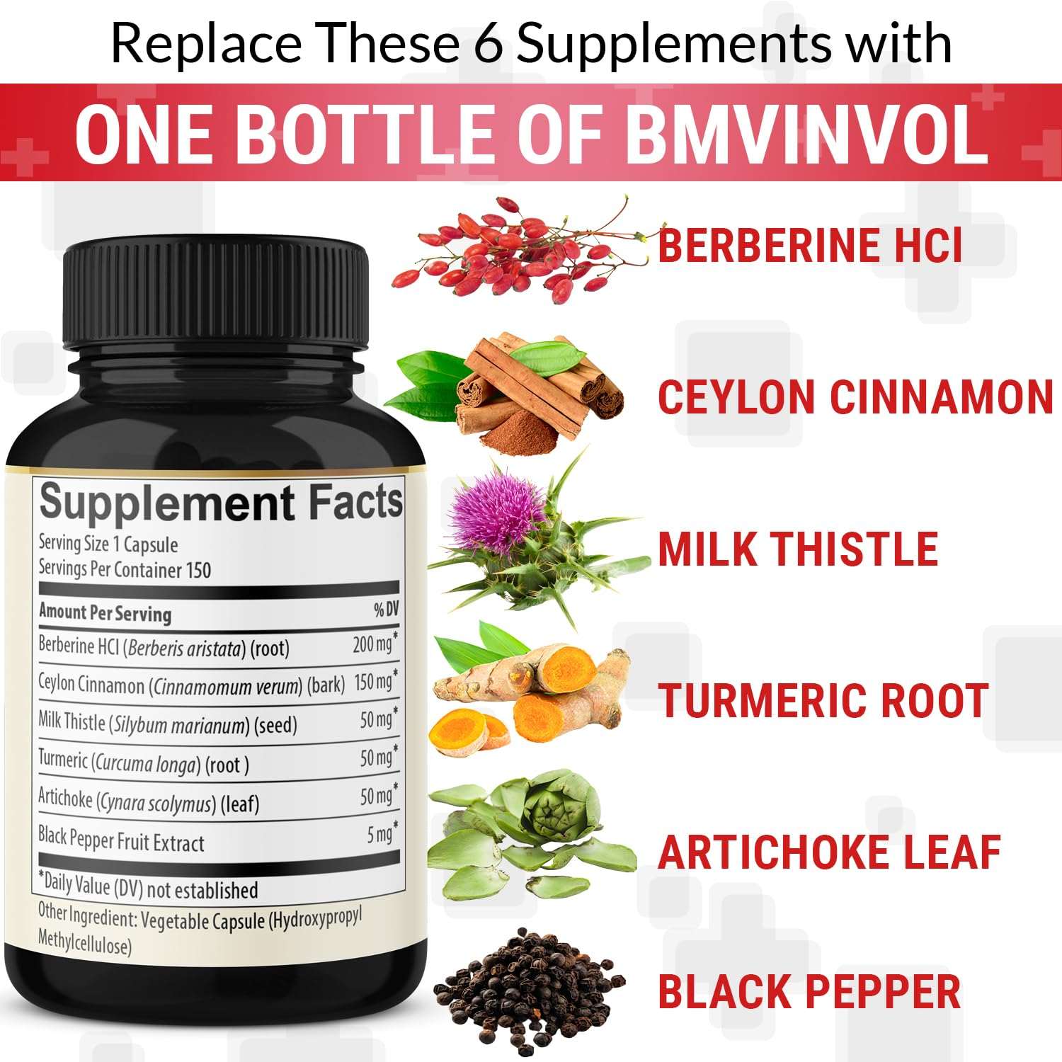 Berberine Supplement Equivalent to 4700mg - 5 Months Supply - High Potency with Ceylon Cinnamon - Supports Immune System, Cardiovascular & Gastrointestinal Function - Berberine HCl Supplement Pills - Mumzar