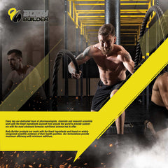 Body Builder gym packaging design shows muscular man using battle ropes in crossfit rig with creatine monohydrate powder 5000mg