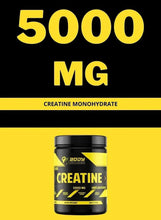 Creatine monohydrate supplement jar with large 5000 mg label