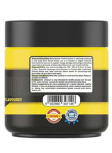 Creatine monohydrate supplement jar back label with barcode and usage text