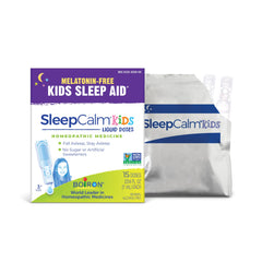 Boiron SleepCalm Kids melatonin free kids sleep aid liquid box with 15 single doses