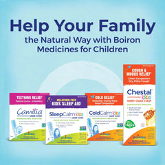 Boiron kids sleep aid liquid SleepCalm Kids box displayed with other Boiron children remedies