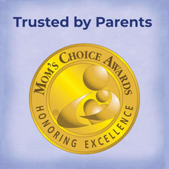 Boiron kids sleep aid liquid product badge showing Moms Choice Awards gold seal and Trusted by Parents