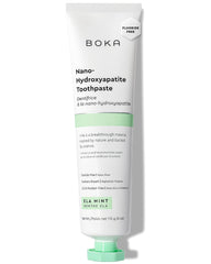 Boka Nano Hydroxyapatite toothpaste tube Ela Mint flavor fluoride free toothpaste for sensitive teeth white mint packaging