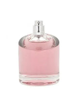 Eau de parfum bottle, rose-pink glass with silver spray cap, 75 ml.