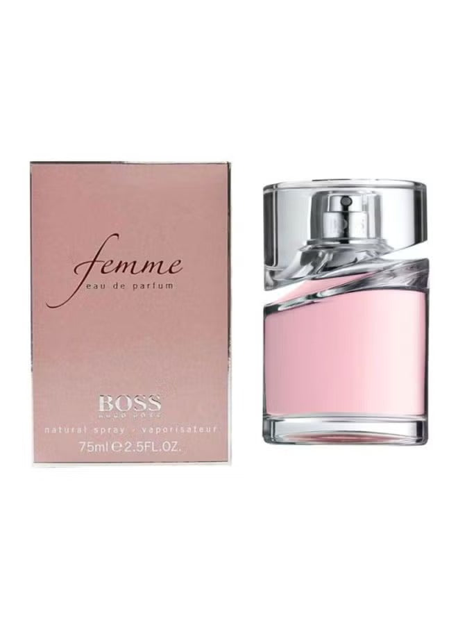 HUGO BOSS Femme EDP 75ml perfume for women in a stylish transparent bottle with a pink hue