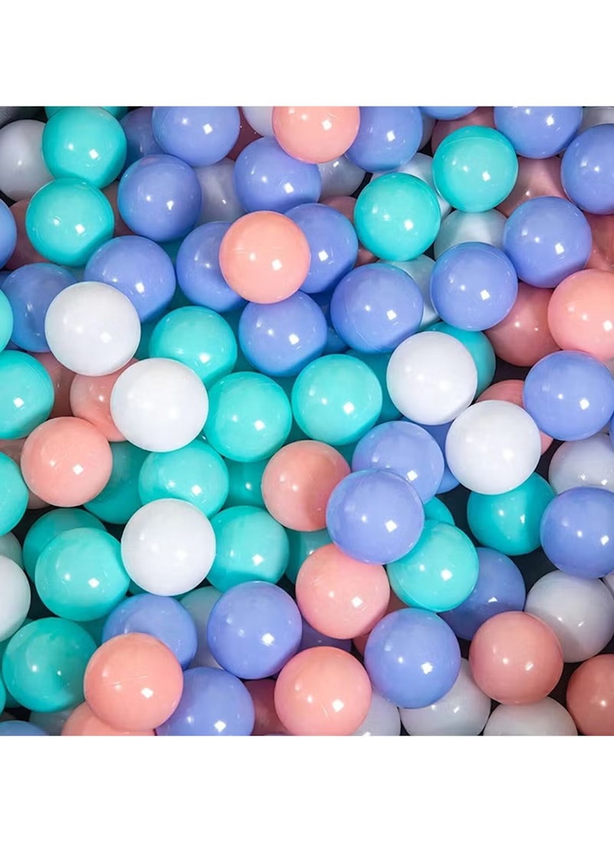 Huitich BPA-free play ball pit balls in pastel colors including blue, white, pink, and teal