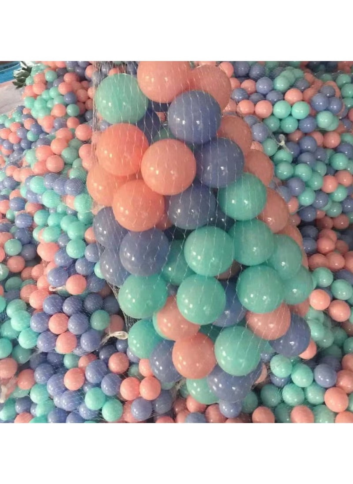 Huitich multicolor BPA-free play ball pit balls in pastel shades of blue, coral, and mint green