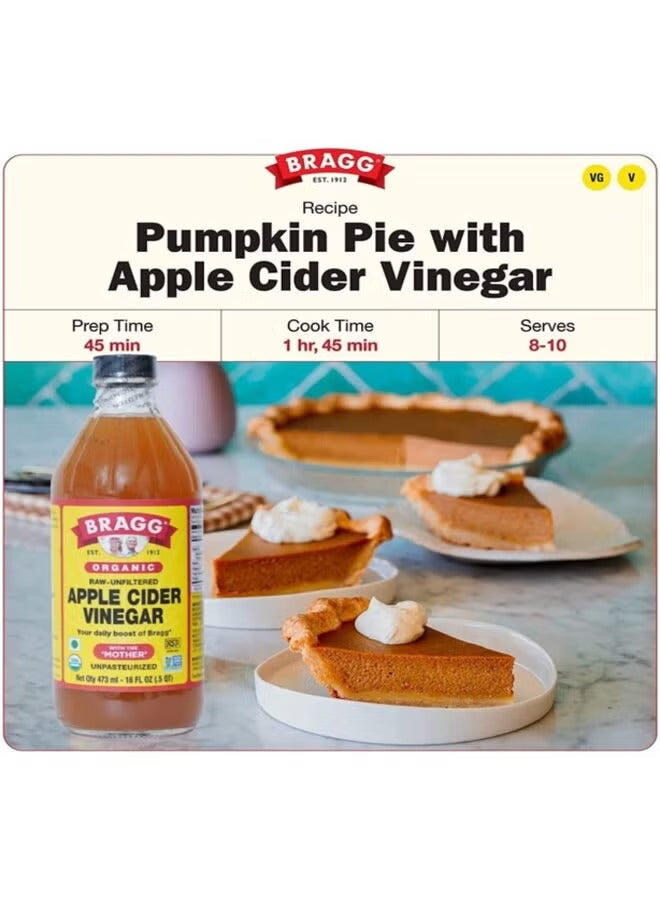 Bragg organic apple cider vinegar with mother used in pumpkin pie recipe with whipped topping