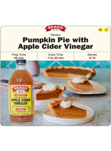 Bragg apple cider vinegar bottle shown with recipe card backdrop