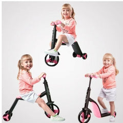 Huitich 3 in 1 tricycle for kids in pink and black with adjustable design for riding, scooting, and sitting