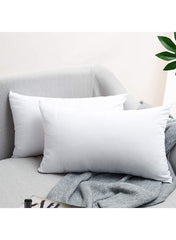 Huitich 5 star quality cotton pillows in white on gray couch with soft blanket