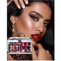 Huitich complete eyeshadow and lip color set with vibrant shades featured on model with bold makeup