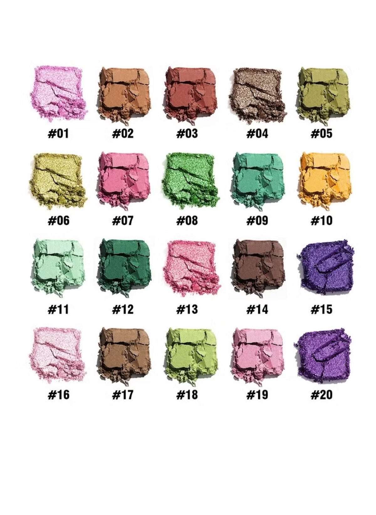 Huitich matte shimmer eyeshadow palette featuring 20 vibrant shades including pinks browns greens and purples