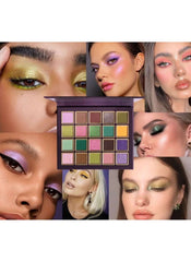 Huitich matte shimmer eyeshadow palette showcasing diverse vibrant color looks on various models