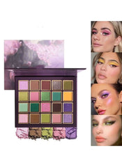 Huitich matte shimmer eyeshadow palette with 20 vibrant colors and models showcasing colorful eye makeup looks