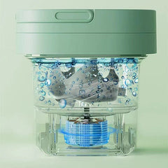 Huitich mini automatic portable washer for travel in green with clear water compartment and washing sneakers