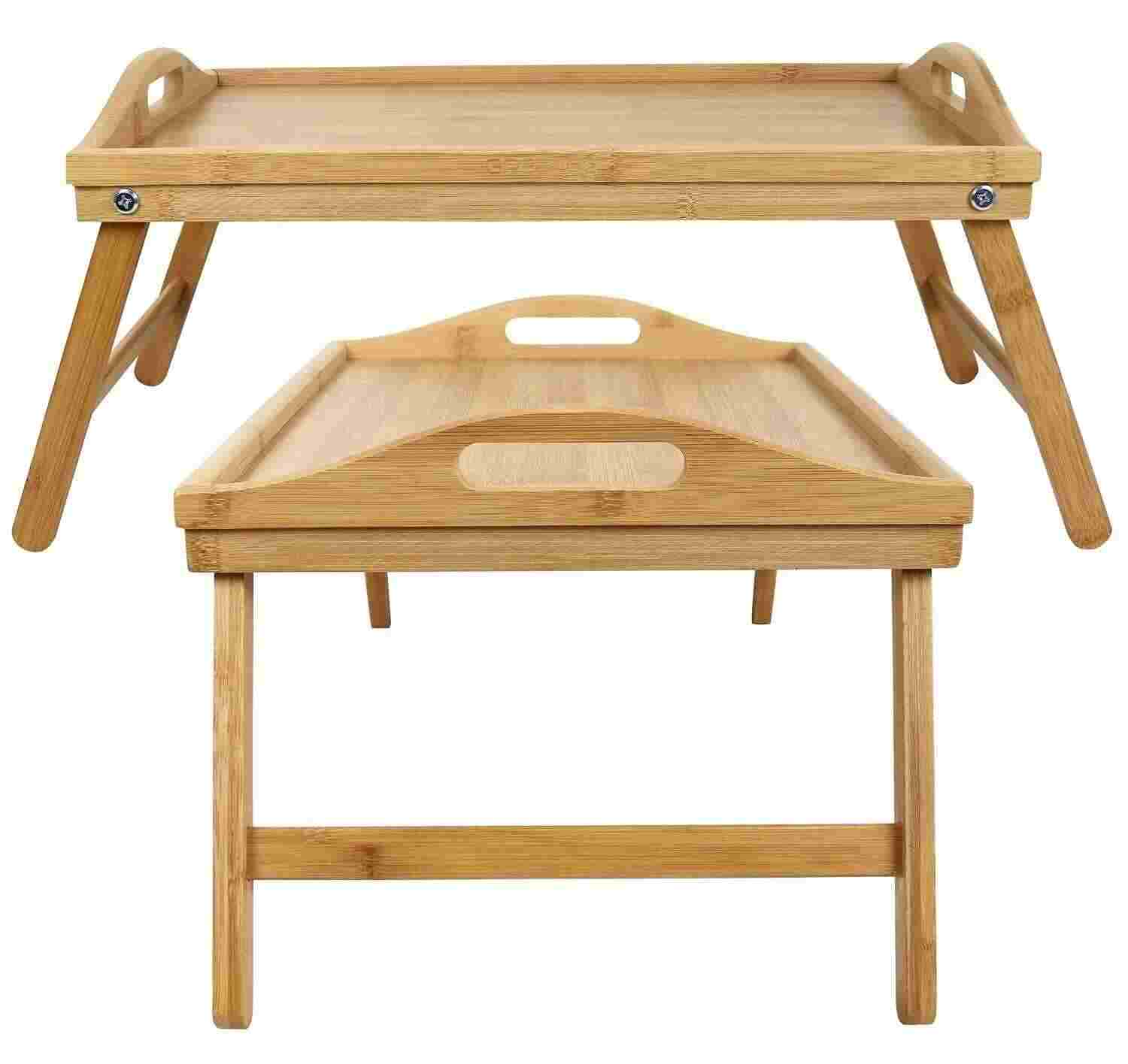 Huitich folding legs laptop desk made of wood, perfect breakfast in bed tray with legs and handles