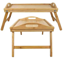 Folding wooden breakfast tray with legs and nested tray base