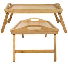 Huitich folding legs laptop desk made of wood, perfect breakfast in bed tray with legs and handles