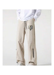 Huitich breathable outdoor pants for men in light beige with logo and adjustable drawstrings