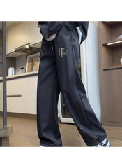 Huitich black breathable outdoor pants for men with loose fit and logo detail