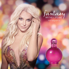 Britney Spears Fantasy perfume bottle and celebrity image representing the best floral fruity perfume for women