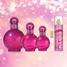 Set of pink perfume bottles and spray bottle with faceted caps