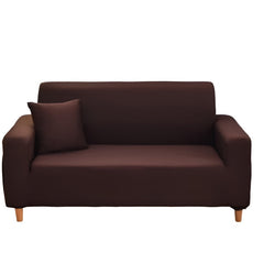 Huitich brown double seat sofa cover fitted on a two-seater sofa with matching cushion