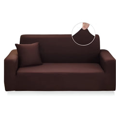 Huitich brown double seat sofa cover slipcover with stretch fabric and matching cushion