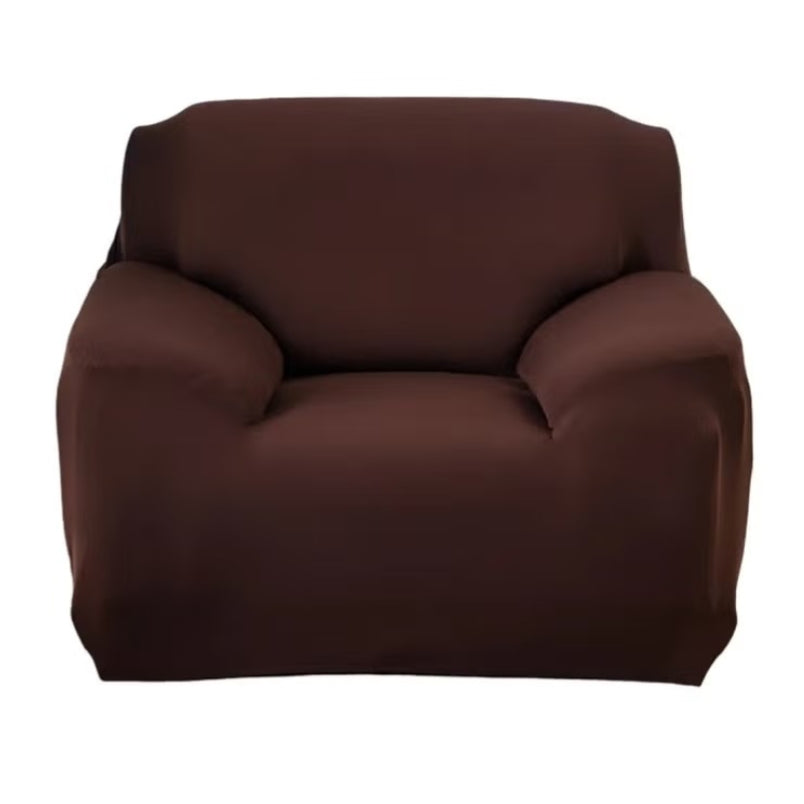 Huitich brown elastic sofa cover fitted on a two-seater sofa slipcover for protection and style