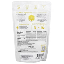Organic lemon juice powder pouch back panel with nutrition facts and barcode