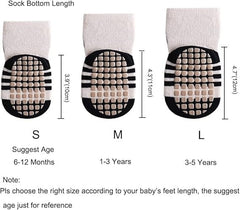 5 Pairs Toddler Non Slip Socks, Cute Baby Socks with Grips Crew Socks, Medium Tube Socks -L, 3 Years