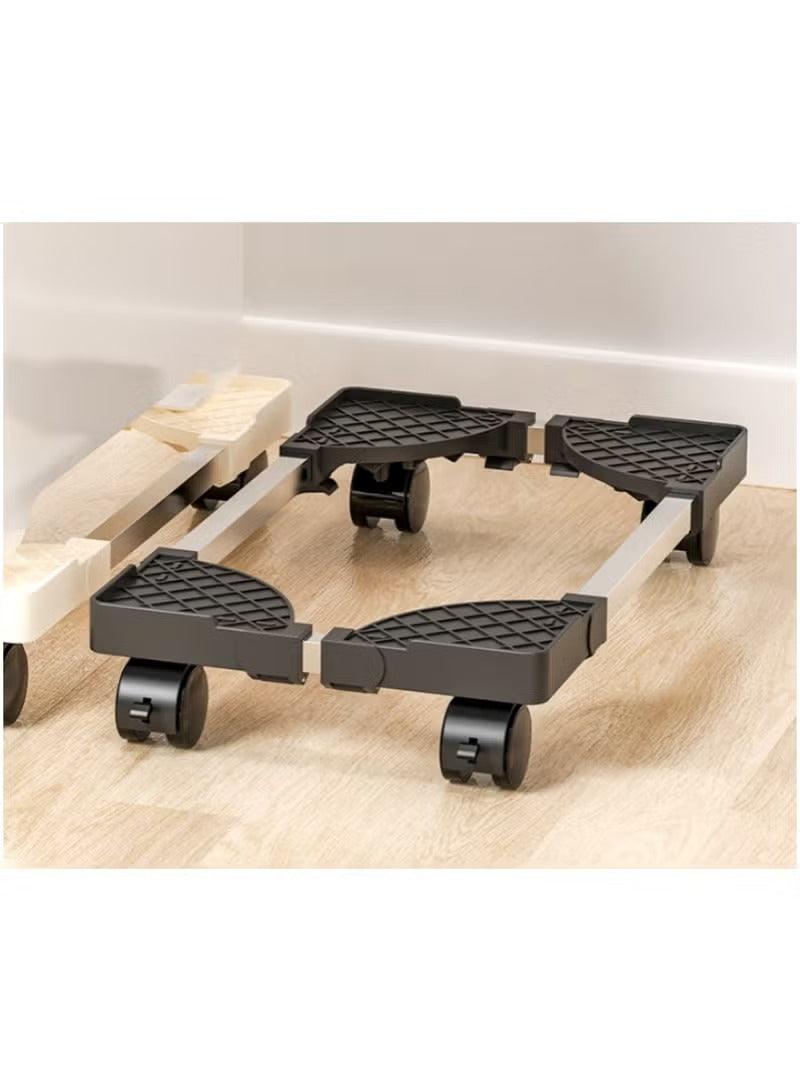 Black Retractable Base Stand with Universal Wheels & Brake – Adjustable 22–34cm × 40–52cm