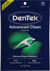 DenTek Triple Clean Advanced Clean Floss Picks, No Break & No Shred Floss, 150 Count, (Packaging May Vary)