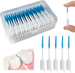 Soft Silicone interdental Brush, Braces Brushs, Corrective Brushes, Adaptive interdentals Brushes, Disposable interdental Brush, Suitable for Cleaning Teeth Health (Blue, 200pcs)