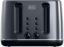 Stainless steel 4-slice toaster with four slots and browning control buttons