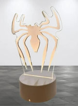 Huitich Spiderman LED night lamp glowing web spider cutout on warm-lit round base