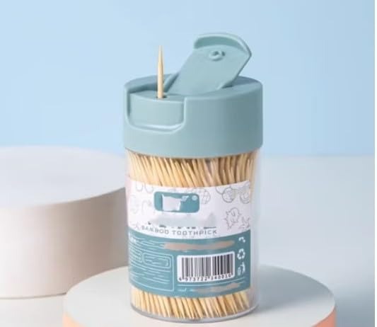 Bamboo Toothpicks with Double-Sided Round Sticks, Disposable (Pack of 1)