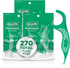GUM Professional Clean floss pick pack with mint green disposable interdental picks and 270 total