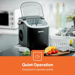 Geepas Portable Automatic Ice Maker- GIM63053UK| 1.2 L Water Container Capacity, 0.6 KG Ice Container Capacity| Produces 12 KG Ice per Day, Perfect for Home, Restaurants, Outdoor Parties, Camps, Etc.