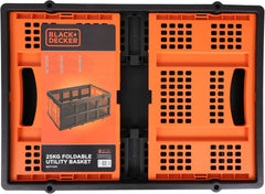 Black+Decker 25kg foldable utility basket in packaging, orange and dark gray