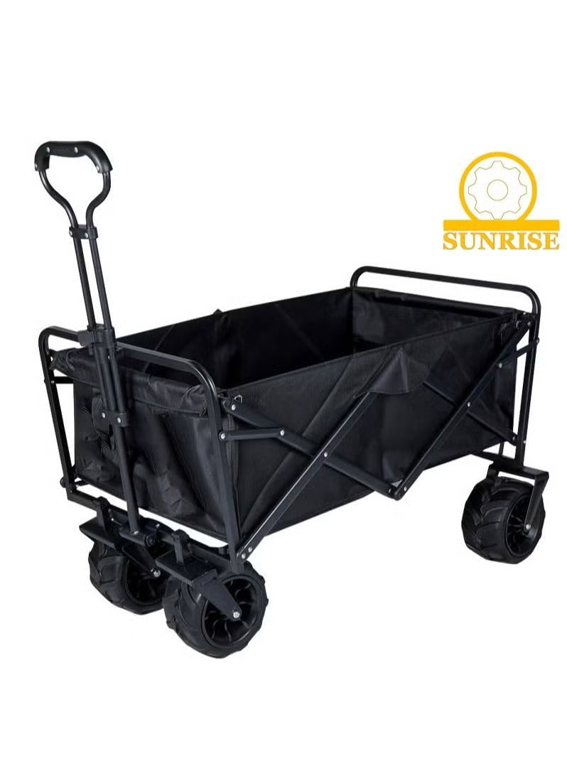 Folding Wagon Foldable Camping Cart Heavy Duty Utility Beach Wagon Cart Large Capacity Foldable Grocery Wagon for Garden Outdoor Sports Camping Picnic