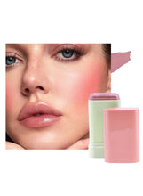 Pink creamy cheek tint stick with rounded cap, natural blush applicator