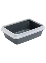 Ferplast Dodo cat litter tray with dark gray basin and white rim