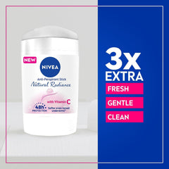 NIVEA Natural Radiance, Radiant & Smooth, Vitamin C Collagen Booster 48h Antiperspirant for Women, Stick 50ml