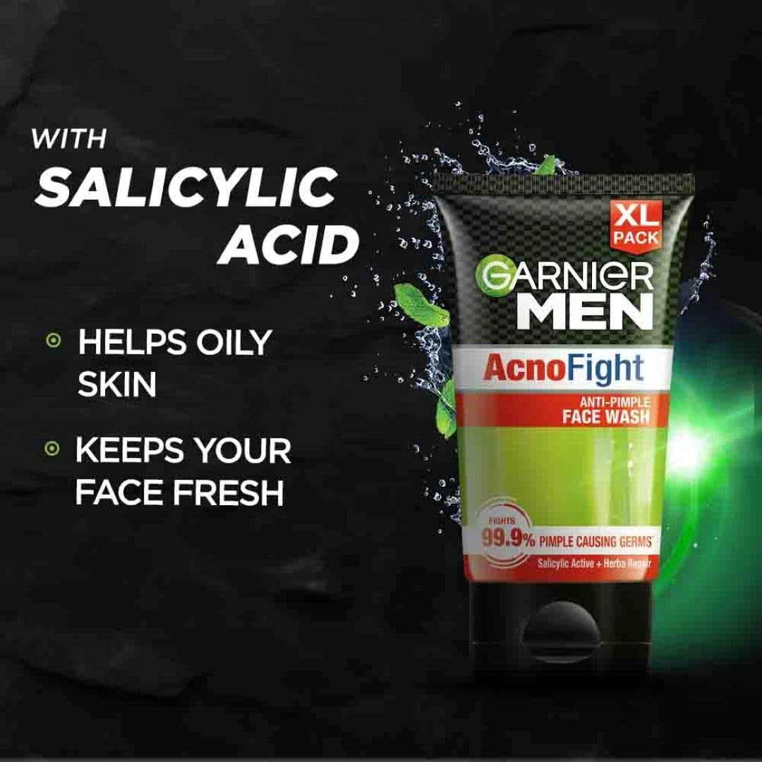 Garnier Men Anti-Pimple Face Wash, Repairs Skin & Balances Oils, AcnoFight, 100 g